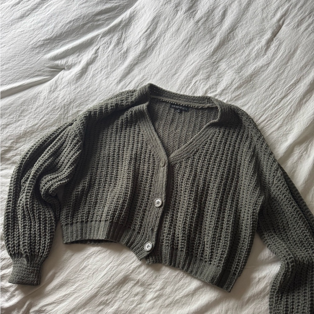 Elegant Dark Gray Knit Cardigan